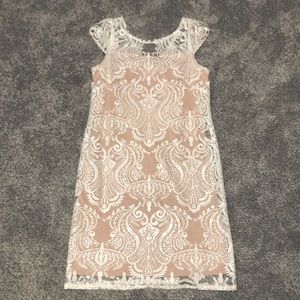 White Lace and Sequined Dress